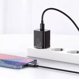 Baseus Super SI Set aus USB-C 20W Adapter und USB-C Kabel auf Lightning 1m, schwarz