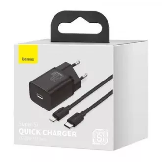 Baseus Super SI Set aus USB-C 20W Adapter und USB-C Kabel auf Lightning 1m, schwarz