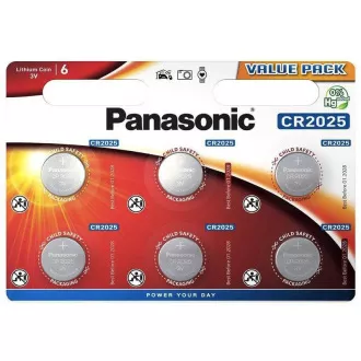 PANASONIC Lithiumbatterie (Knopf) CR-2025EL / 6BP 3V (Blister 6 Stück)