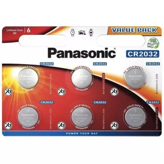PANASONIC Lithiumbatterie (Knopf) CR-2032EL / 6BP 3V (Blister 6 Stück)