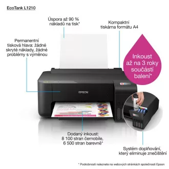 EPSON Druckertinte EcoTank L1210, A4, 1440x5760dpi, 33ppm, USB EPSON Druckertinte EcoTank L1210, A4, 1440x5760dpi, 33ppm, USB