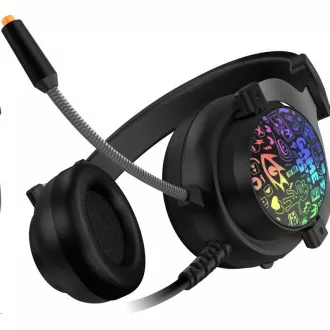 CONNECT IT DOODLE RGB-Gaming-Kopfhörer mit Mikrofon, 2xKlinke + USB, schwarz