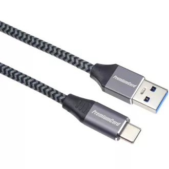 PREMIUMCORD USB-C auf USB 3.0 A Kabel (USB 3.1 Generation 1, 3A, 5Gbit/s) 1m Geflecht