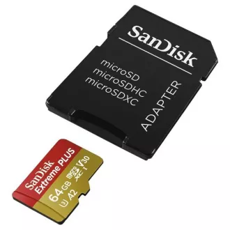 SanDisk micro SDXC Karte 64GB Extreme PLUS (200 MB/s Klasse 10, UHS-I U3 V30)   Adapter