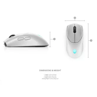 DELL Alienware Tri-Mode Wireless Gaming Maus AW720M (Mondlicht)