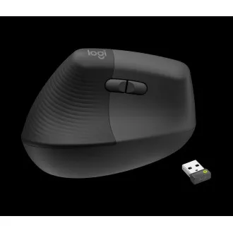 Logitech Lift Vertical Ergonomic Mouse for Business, Linkshänder, 2.4GHZ/BT, graphit/schwarz