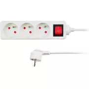 Solight Verlängerungskabel, 3 Steckdosen, weiß, Schalter, 2m