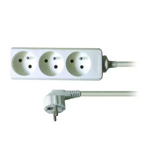 Solight Verlängerungskabel, 3 Steckdosen, weiß, 2m