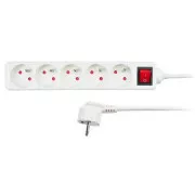 Solight Verlängerungskabel, 5 Steckdosen, weiß, Schalter, 2m