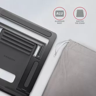 AXAGON STND-L, Metallständer für Laptops 10"-17,3", 4fach höhenverstellbar, grau