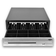 Virtuos Kassenschublade C430D - mit Kabel, Metallhalterungen, Edelstahlblende, 9-24V, schwarz