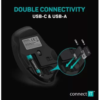 CONNECT IT Dual SmartSwitch Funkmaus, USB-A   C ( 1x AA-Batterie frei), grau