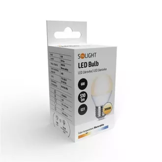 Solight LED-Glühbirne, Miniglobe, 6W, E27, 3000K, 510lm Solight LED-Glühbirne, Miniglobe, 6W, E27, 3000K, 510lm