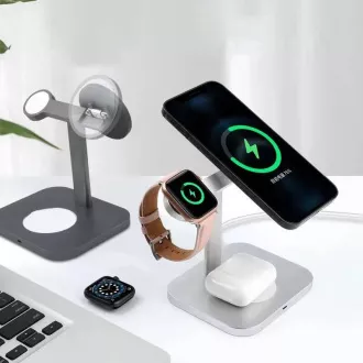 COTEetCI MagSafe 3in1 AirPods/iPhone/Apple Watch Ständer und Ladestation WS-36, silber