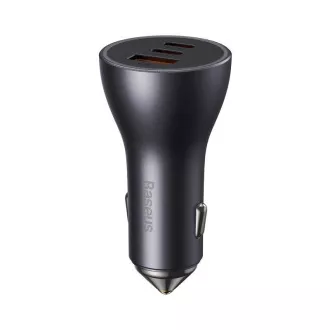 Baseus Schnelllade-Autoadapter 2*USB-C   USB-A 65W dunkelgrau
