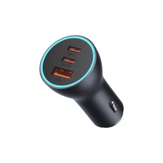 Baseus Schnelllade-Autoadapter 2*USB-C   USB-A 65W dunkelgrau