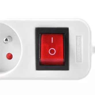 Solight Verlängerungskabel, 4 Steckdosen, weiß, Schalter, 3m