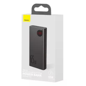 Baseus Adaman Metall Power Bank mit digitaler Anzeige QC PD 20000mAh 65W, schwarz USB-A/USB-C Kabel 30cm, schwarz Baseus Adaman Metall Power Bank mit digitaler Anzeige QC PD 20000mAh 65W, schwarz USB-A/USB-C Kabel 30cm, schwarz