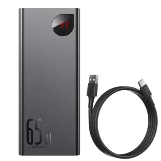 Baseus Adaman Metall Power Bank mit digitaler Anzeige QC PD 20000mAh 65W, schwarz USB-A/USB-C Kabel 30cm, schwarz Baseus Adaman Metall Power Bank mit digitaler Anzeige QC PD 20000mAh 65W, schwarz USB-A/USB-C Kabel 30cm, schwarz