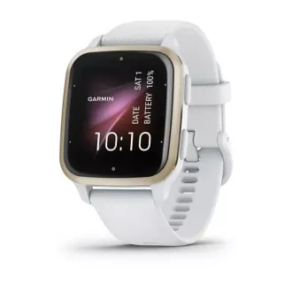 Garmin Venu Sq 2, Creme Gold / Weißes Silikonband Garmin Venu Sq 2, Creme Gold / Weißes Silikonband