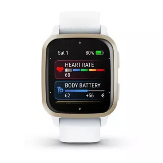 Garmin Venu Sq 2, Creme Gold / Weißes Silikonband Garmin Venu Sq 2, Creme Gold / Weißes Silikonband
