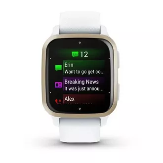 Garmin Venu Sq 2, Creme Gold / Weißes Silikonband Garmin Venu Sq 2, Creme Gold / Weißes Silikonband