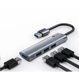 C-TECH UHB-U3-AL, USB-Hub, 4x USB 3.2 Gen 1, Aluminiumgehäuse