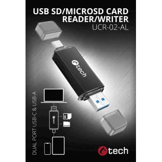 C-TECH Kartenleser UCR-02-AL, USB 3.0 TYP A/ TYP C, SD/micro SD