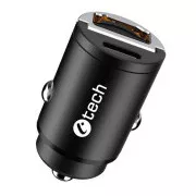 C-TECH USB-Autoladegerät UCC-02, 1x Typ C   1 x Typ A, 30W