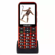 EVOLVEO EasyPhone LT, Mobiltelefon für Senioren mit Ladestation, rot