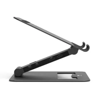 PORT Dockingstation mit Laptop-Halterung für bis zu 7 Peripheriegeräte über USB-C, schwarz PORT Dockingstation mit Laptop-Halterung für bis zu 7 Peripheriegeräte über USB-C, schwarz