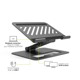 PORT Dockingstation mit Laptop-Halterung für bis zu 7 Peripheriegeräte über USB-C, schwarz PORT Dockingstation mit Laptop-Halterung für bis zu 7 Peripheriegeräte über USB-C, schwarz