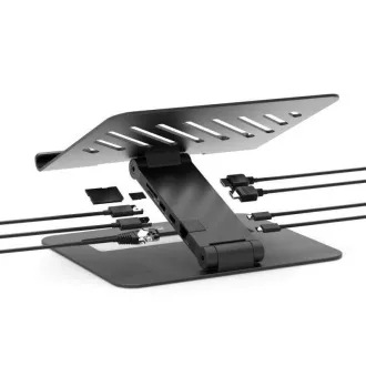 PORT Dockingstation mit Laptop-Halterung für bis zu 7 Peripheriegeräte über USB-C, schwarz PORT Dockingstation mit Laptop-Halterung für bis zu 7 Peripheriegeräte über USB-C, schwarz