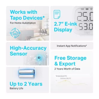 TP-Link Tapo T315 intelligenter Temperatur- und Luftfeuchtigkeitsmonitor mit 2,7" LCD-Display TP-Link Tapo T315 intelligenter Temperatur- und Luftfeuchtigkeitsmonitor mit 2,7" LCD-Display
