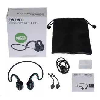 EVOLVEO BoneSwim MP3 16GB drahtloser Kopfhörer, Wangenknochen, blau EVOLVEO BoneSwim MP3 16GB drahtloser Kopfhörer, Wangenknochen, blau