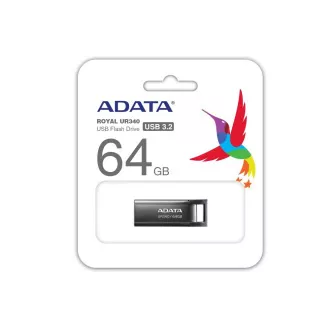 ADATA Flash Drive 64GB UR340, USB 3.2 Dash Drive, Metall glänzend schwarz