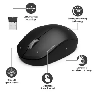 PORT Wireless Mouse Wireless COLLECTION, USB-A Dongle, 2.4Ghz, 1600DPI, schwarz PORT Wireless Mouse Wireless COLLECTION, USB-A Dongle, 2.4Ghz, 1600DPI, schwarz
