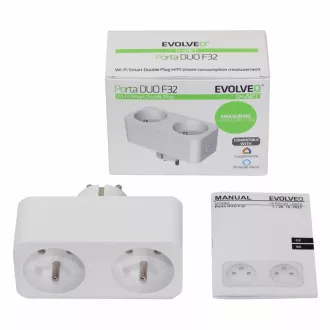 EVOLVEO Porta DUO F32, intelligente Wi-Fi-Doppelsteckdose mit Leistungsmessung