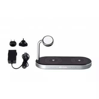 VERBATIM 3in1 Qi MFi Dual Wireless Ladegerät für iPhone und Apple Watch WCS-03