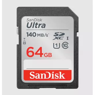 SanDisk Ultra/SDXC/64GB/140MBps/UHS-I U1/Klasse 10/Schwarz