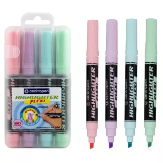Textmarker Centropen 8542/4 Textmarker Flexi Soft pastell 4 Farben Keilspitze 1-5mm