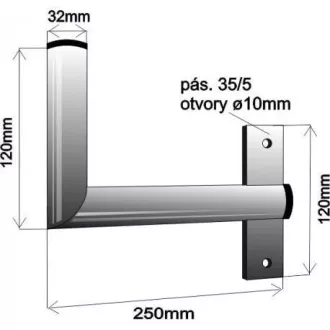 Antennen-Wandhalterung für Fenster mit Gurt, rechte Montage, verzinkt, Länge 25cm, Durchmesser 3, 2cm
