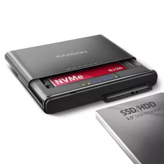 AXAGON ADSA-CC USB-C 10Gbps - NVMe M.2 SSD & SATA 2.5"/3.5" SSD/HDD CLONE MASTER 2 Adapter