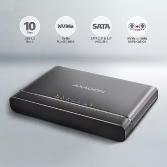 AXAGON ADSA-CC USB-C 10Gbps - NVMe M.2 SSD & SATA 2.5"/3.5" SSD/HDD CLONE MASTER 2 Adapter