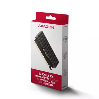 AXAGON PCEM2-XS, PCIe x16 - M.2 NVMe M-key Slot Adapter, Gehäuse mit Kühlkörper für passive Kühlung