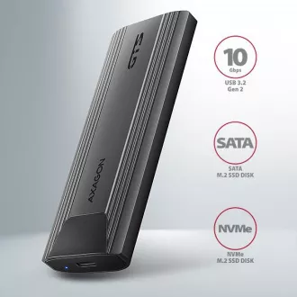 AXAGON EEM2-GTS2, USB-C 10Gbps - M.2 NVMe & SATA SSD Metallgehäuse THIN, schraubenlos AXAGON EEM2-GTS2, USB-C 10Gbps - M.2 NVMe & SATA SSD Metallgehäuse THIN, schraubenlos