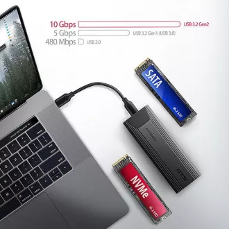 AXAGON EEM2-GTS2, USB-C 10Gbps - M.2 NVMe & SATA SSD Metallgehäuse THIN, schraubenlos AXAGON EEM2-GTS2, USB-C 10Gbps - M.2 NVMe & SATA SSD Metallgehäuse THIN, schraubenlos