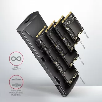 AXAGON EEM2-GTS2, USB-C 10Gbps - M.2 NVMe & SATA SSD Metallgehäuse THIN, schraubenlos AXAGON EEM2-GTS2, USB-C 10Gbps - M.2 NVMe & SATA SSD Metallgehäuse THIN, schraubenlos