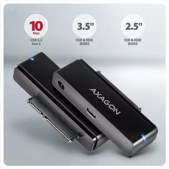 AXAGON ADSA-FPX, USB-C 10Gbps - SATA 6G, 2,5"/3,5" SSD/HDD FAST PORT X Adapter, inkl. AC-Netzteil