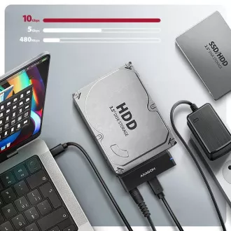 AXAGON ADSA-FPX, USB-C 10Gbps - SATA 6G, 2,5"/3,5" SSD/HDD FAST PORT X Adapter, inkl. AC-Netzteil